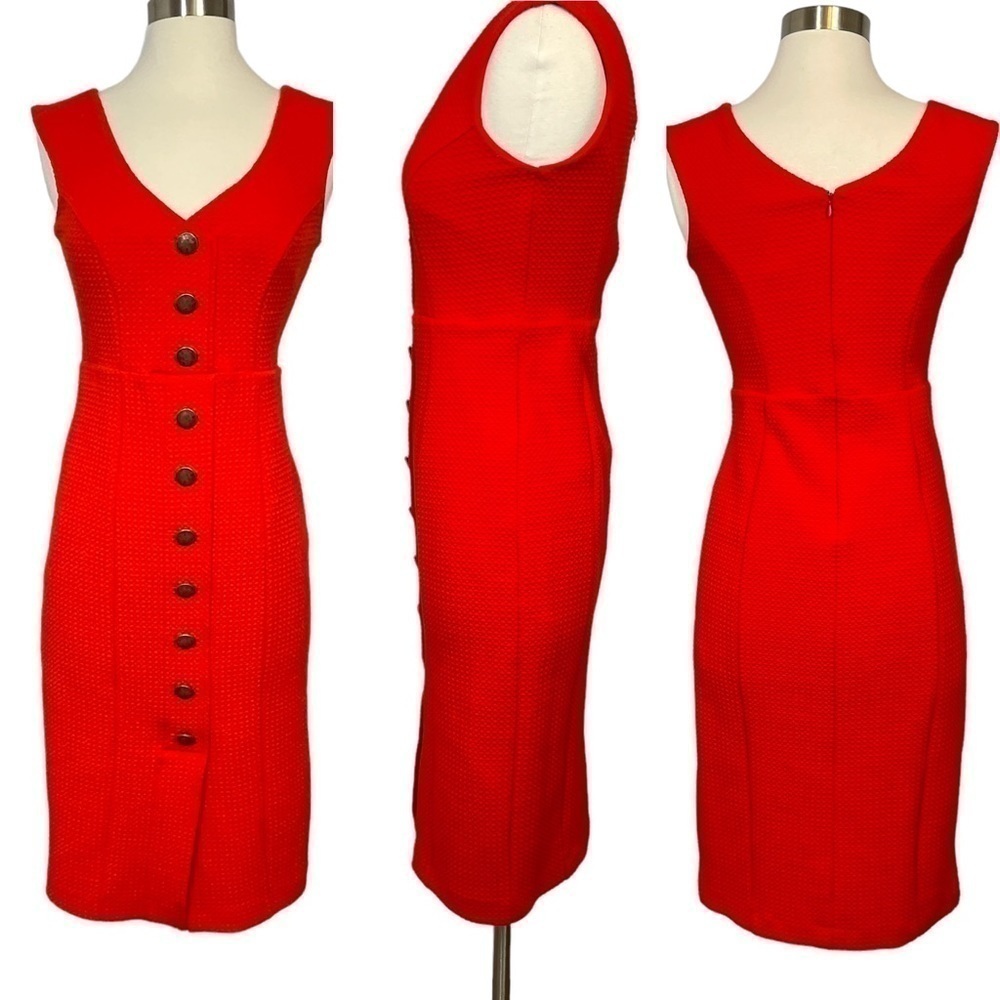 Anthropologie Maeve Sleeveless Coral Dress Gold Buttons Size XS NWT
